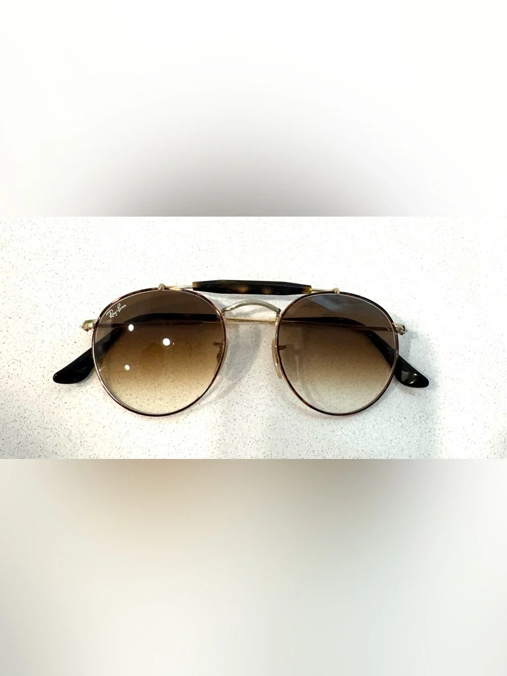 Ray-Ban Women’s Round Double Bridge Metal Sunglasses in Brown Gradient